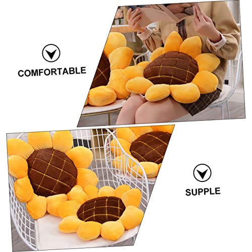 Image of RVA 3D Sunflower Flower Floor Pillow Seating Cushion Mat Yellow Color 45cm | Head Rest Use in Car, Kids & Girls Room Decoration | Floor Cushion for Bedroom Living Room