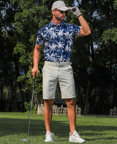 zeetoo Men's Polo Shirts Hawaiian Golf Polos Shirts Short Sleeve Performance Moisture Wicking Mens Golf Shirts3