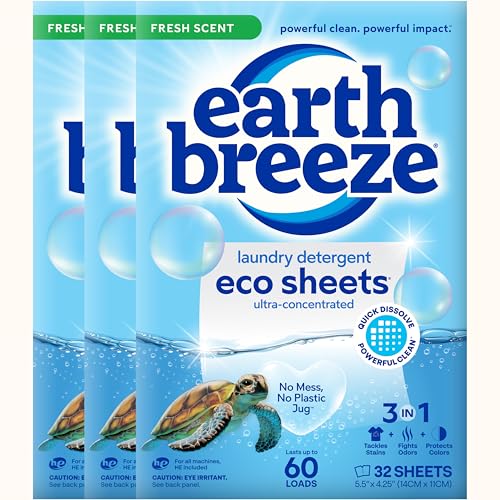 Earth Breeze Laundry Detergent Sheets - Fresh Scent (3 Pack)