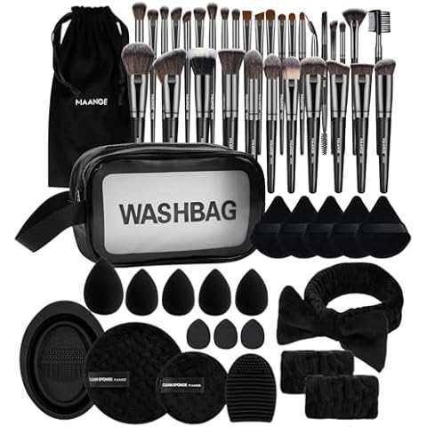 MAANGE Makeup Brushes 54 Pcs Makeup Tool Set, Multi-functional Makeup Kit Premium Synthetic Brush Make up Brushes Set for Women Girl (Black, 54 Pcs) Cover
