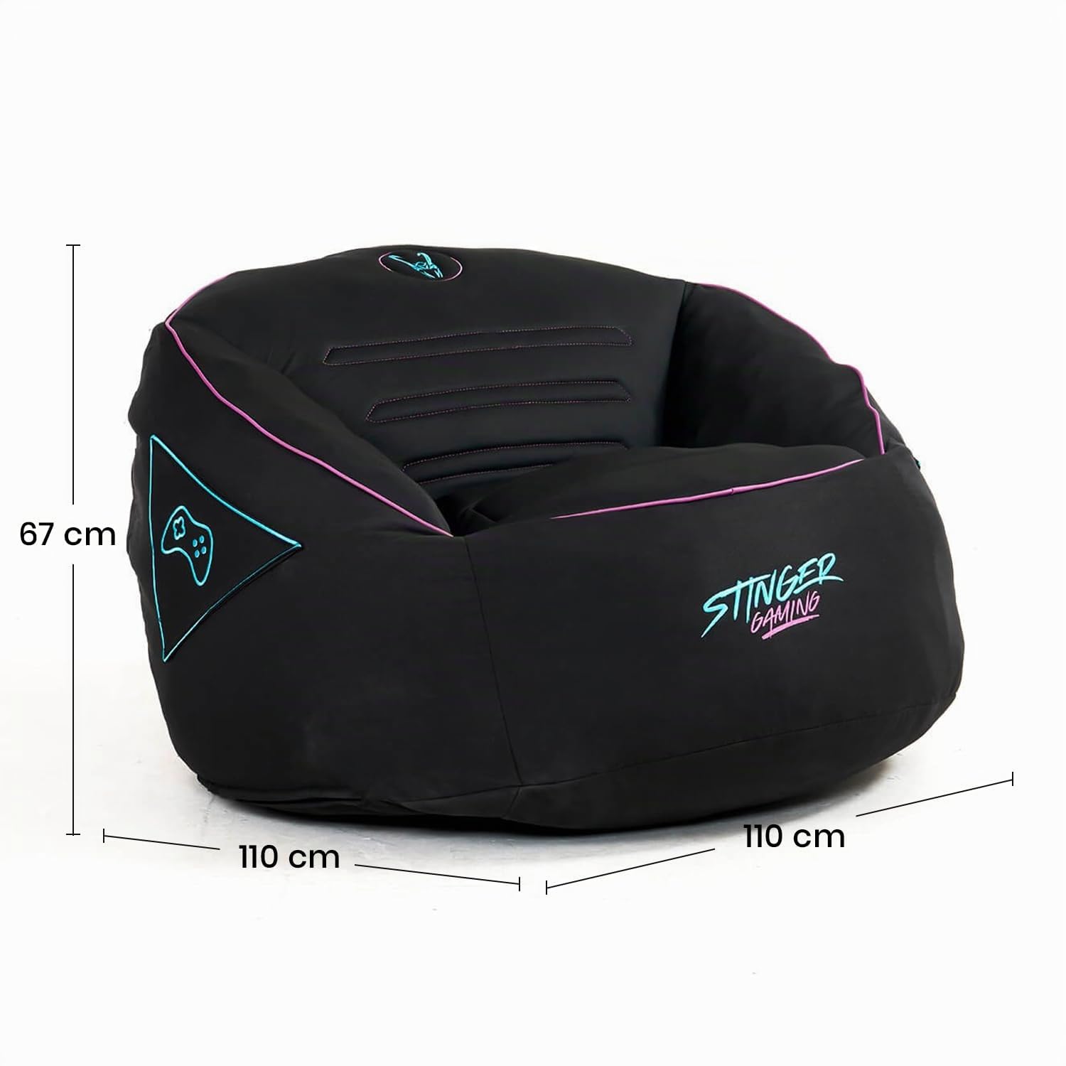 Woxter Stinger Puff Gaming - Ergonómico, Sillón para Juegos, Relleno Incluido, Tela Antimanchas y Transpirable, (Black & Blue)