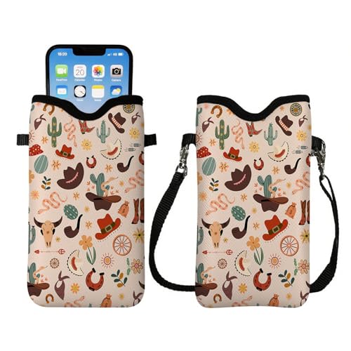 Image of Cell Phone Sleeve Pouch with Adjustable Strap - Western Cowboy