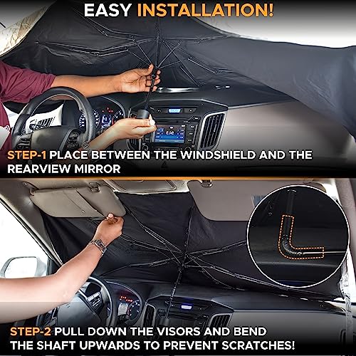 Econour Umbrella Sun Shade For Car Windshield | Sun Visor For Uv & Interior Protection | Foldable Front Window Sunshade Suitable For Sedan And Suv | Sun Blocker For Car (56.5X30.5 Inches) #TOP6
