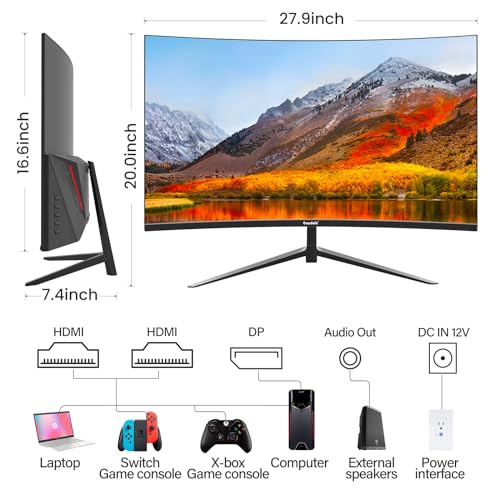 Image of Gawfolk Monitor 32 inch Computer Monitor QHD (2560 x 1440) 2K 1500R Curved Computer Monitors 75HZ PC Monitors VA Screen for Home, Office and Dormitory,Support Wall Mount- Black