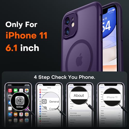 Image of TOCOL for iPhone 11 Case, Compatible with Magsafe, Full Camera Protection, Built-in Magnets, Drop Protection, Translucent Matte Phone Case for iPhone 11 6.1 inch (Midnight Purple)