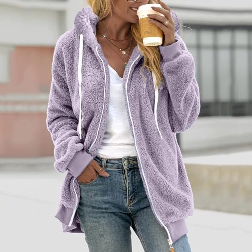 Oversized Fuzzy Fleece Jackets For Women 2025 Fall Fashion Solid Color Faux Fur Cardigan Coat Shaggy Warm Winter Outerwear2