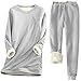 Women Autumn And Winter Comfortable Casual Solid Color Round Neck Long Sleeved Plus Fleece Bottoming Shirt (Grey, XL)