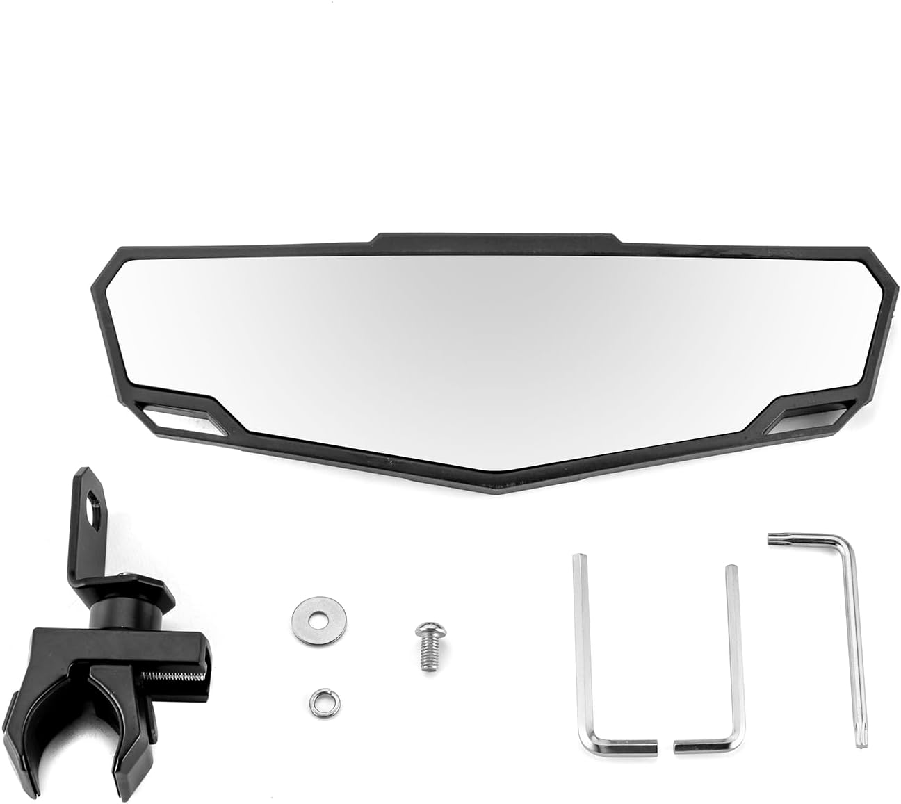 Wsays UTV Center Rear View Mirror Adjustable Angle fits 1.5-2" Round Roll Bar Rear Center Convex Mirror Compatible with RZR Maverick Talon Pionner KRX Mule YXZ Wolverine ZFORCE