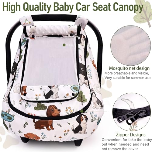 Image of Waterproof Baby Car Seat Cover,YVMVDV Patented Cold Weather Carseat Cover for Babies,Infant Car Seat Cover Canopy for Boy Girls, Keeps Babies Warm and Cozy (Cute Dog)