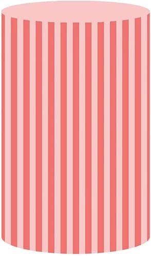 Miniatura 10 de Cubiertas de pedestal redondas de rayas rosadas, cubierta de zócalo a rayas rosa pastel para decoración de fiesta de cumpleaños, princesa, niñas,