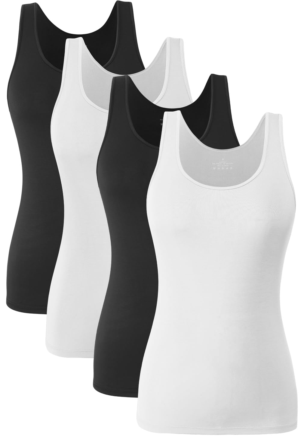 Knuffnee Damen Stretch Unterhemd Basic Tank Tops Workout Unterhemden Tops 4er Pack