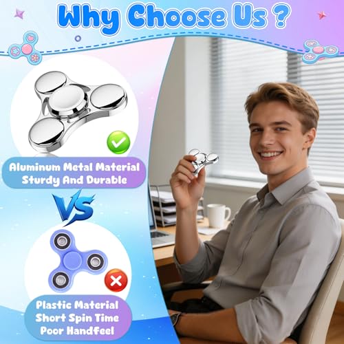Image of ATESSON Fidget Spinner Toy, Ultra Durable Stainless Steel Bearing High Speed 3-5 Min Precision Brass Metal Finger Spinner, EDC ADHD Stress Relief Anxiety Relieves Reducer for Kids and Adults