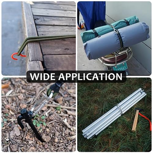 VBNZBK 2 Pcs Bungee Cords with Carabiner Clips,30cm Short Bungee Cords with Hooks,8mm Thick Bungee Straps with Hooks for Camping,Tarps,Bike & Roof Racks - Image 4