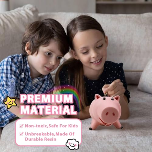 Image of PHOCAS Hamm Piggy Bank Unbreakable Cute Pink Pig Money Bank Plastic Saving Coin Bank for Kids Christmas Birthday Gift
