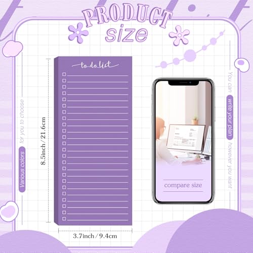 Image of Censen 10 Pack 500 Sheets to Do List Notes Daily Checklist Notepad with 50 Sheets Undated Memo Pad Color Block Shopping List Weekly Plan Notepad Organizer Planners(Gradient Purple,Lined) | Note Book 513 Sheets Colorful Memo Pad Office School Supplies Planner Shopping Weekly Plan Task Organizer Tear-off Design