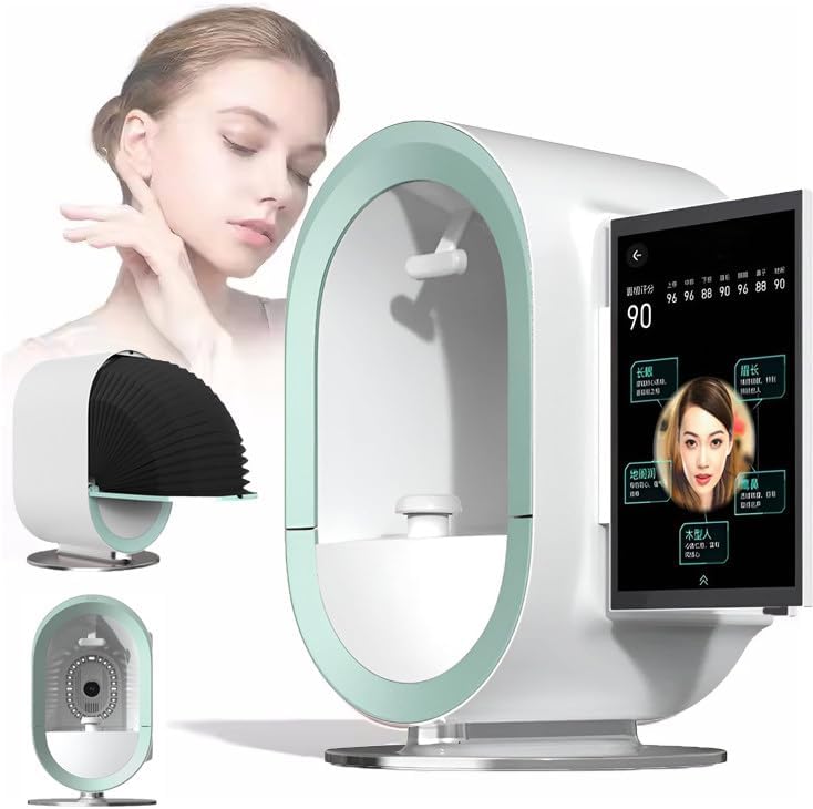 13.3inch Intelligent Portable Facial Skin Analyzer, 3D Facial Analysis Instrument W/ 12spectral Imaging, Professional Device Skin Analyzer, For Salon Green
