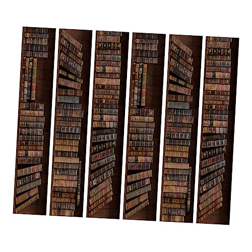 Veemoon 6 Piezas Pegatina de pared arte de la pared de moda calcomanías de escalera estanterías para libros para oficina decoración vintage escaleras impermeables pegatinas librero mural