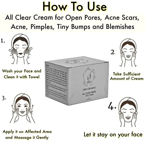 Image of Saroj Organics All Clear Cream, 50gm, for acne, pimples, acne scars, open pores, anti acne and blemishes - for men and women