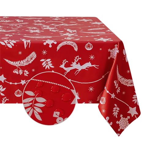Romanstile rote Tischdecke 80x80 Weihanchten abwaschbar Wachstischdecke Outdoor...