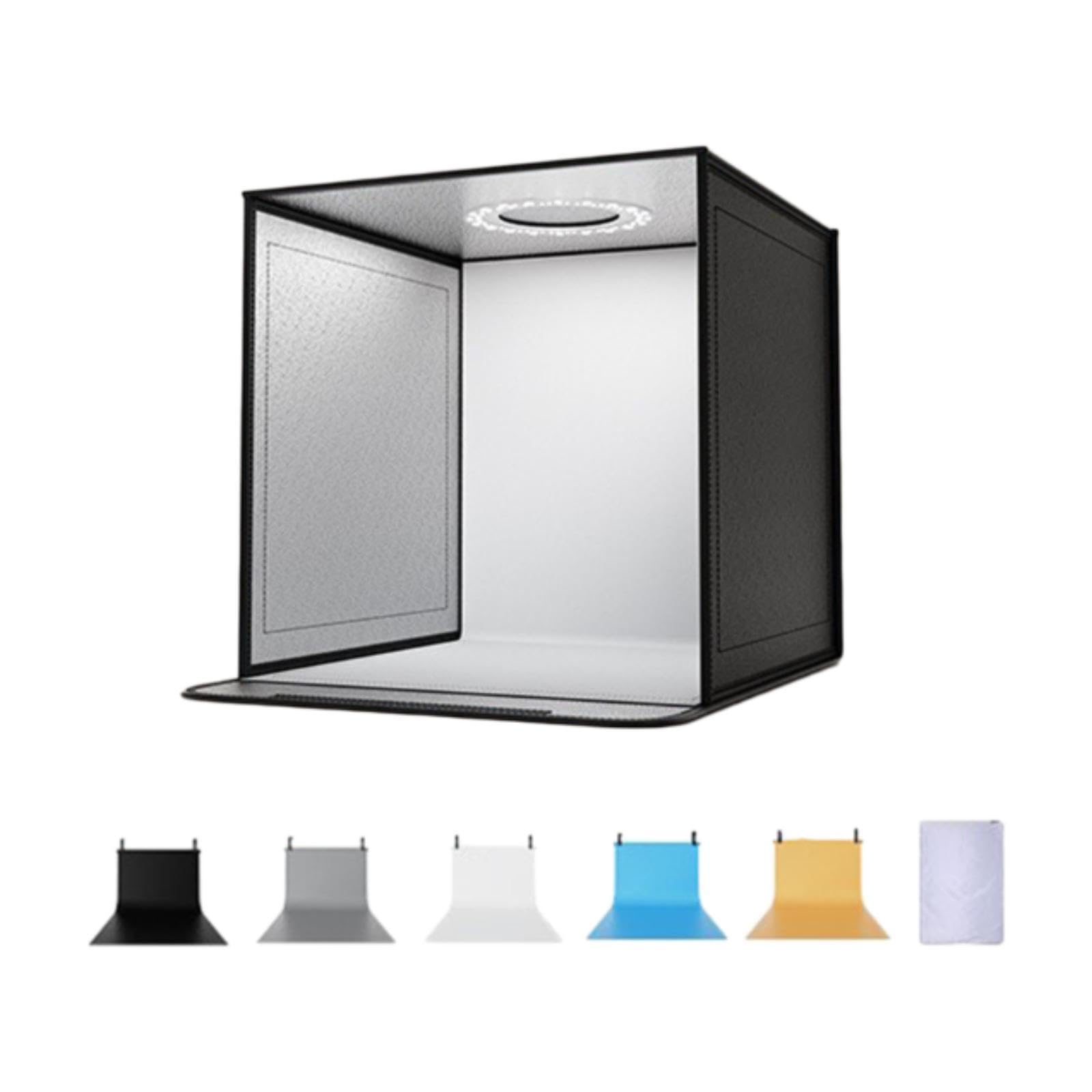 Photo Pliable Photo Tente Éclairage Réglable Portable Cinq Fonds Amovibles Matériau Oxford Nettoyable Adapté Photographie Bijoux Accessoire, Anneau Lumineux à 3 Couleurs, 60cm