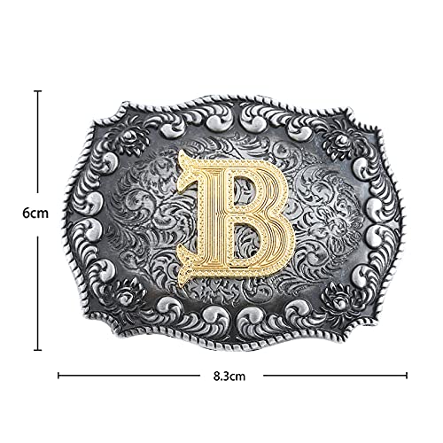 Image of HUABOLA CALYN Belt Buckle Men, Western Cowboy Rodeo Small Alphabet Letter ABCDMRJ to Z Initial Belt Buckles for Women