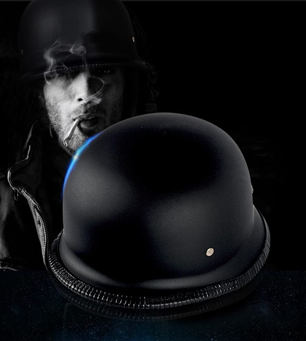 Casque Moto Rétro Style Allemand - Demi-casque Noir - Taille Adulte Unisexe - Neuf Avec étiquettes