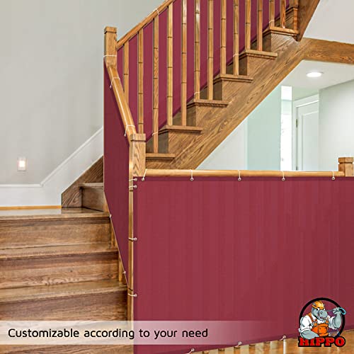 Image of HIPPO Baby Safety Net for Balcony Child Protection Stairway Safety Net Railing Guard for Kids Staircase Protector with Tie-Cords Breathable Fabric Indoor Outdoor Use (1MTX4MT, Burgundy)