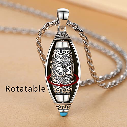 FAZOVIN Tibetan Buddhist Mantra Om Mani Padme Hum/Pixiu Necklace for Men Women with Prayer Wheel Patron Saint Amulet Necklace2