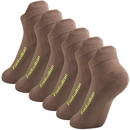 ZONBAILON 6 Pairs Khaki Men's Low Cut Ankle Socks Cotton Casual Ankle Socks L
