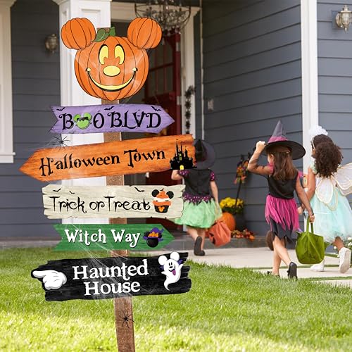 Mouse Shaped Halloween Yard Signs (6 Pack) - Outdoor Scary Decorations with Spiders and Cobwebs Waterproof Lawn Decor for Indoor Outdoor Party Home Graveyard Displays