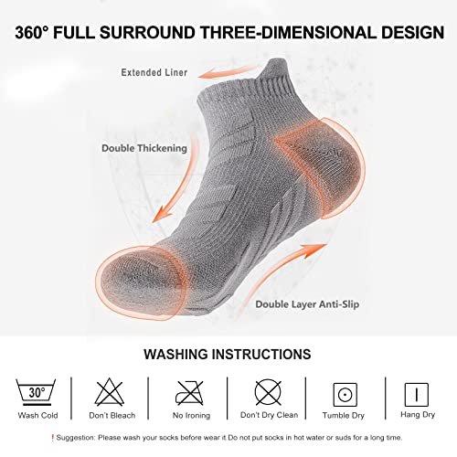 Baykuora 100% Cotton Socks For Mens,Low Cut Thicker Casual Ankle Socks,Athletic Towel Sock With Cushion,White,4 Pairs #TOP2