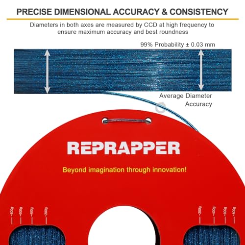 Image of RepRapper Glitter Glow in The Dark Blue 3D Printer Filament, Shiny Galaxy 1KG PLA Filament (2.2lbs) 1.75mm, Sparkle Laser Series 3D Printing Filament for 3D Printer