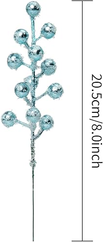 Miniatura 2 de 24 piezas de púas artificiales de bayas blancas en aerosoles de nieve esmerilados de Navidad, ramas de invierno para rellenos de árbol de Navidad,