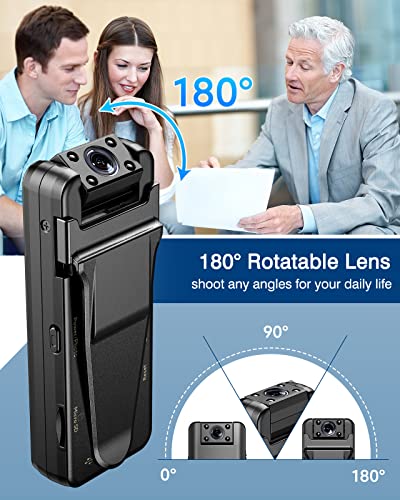 Boblov A21 1080P Body Worn Camera, 64Gb Video Camera, A21 Rotate Lens Wearable Camera, 8 Hours Video Recording, For Evidence Obtain, Delivery, And Service Job #TOP1