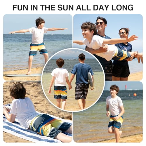 Image of Kanu Surf Boys' Victor Stripe Quick Dry Beach Board Shorts Swim Trunk
