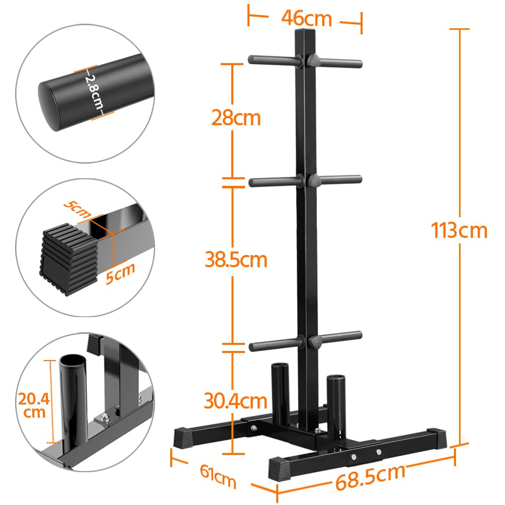 Yaheetech Rastrelliera Pesi Dischi Supporto per Manubri Piastre per Pesi Portata 400 kg Albero Rastrelliera Olimpica Allenamento in Metallo per Fitness da Palestra Uso Domestico