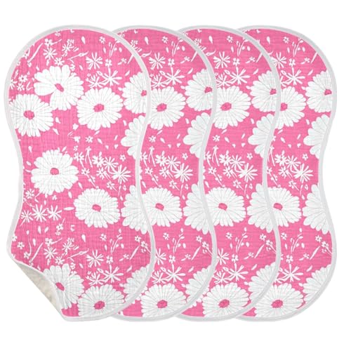 Daisies Small Flowers Pink Burp Cloths for Babies Burp Rag Cotton Spit Up Rag for Babies Newborn3