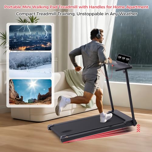 KASSADIN Portable Treadmills for Home Small, Walking Pad with Handle Bar