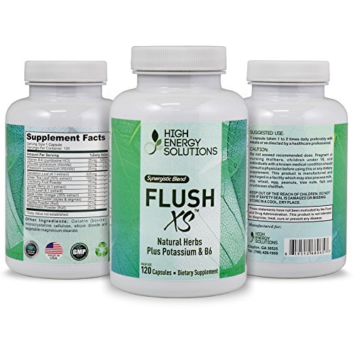 HIGH ENERGY SOLUTIONS Flush XS 120 Capsules Herbal Diuretic Supplements for Water Retention