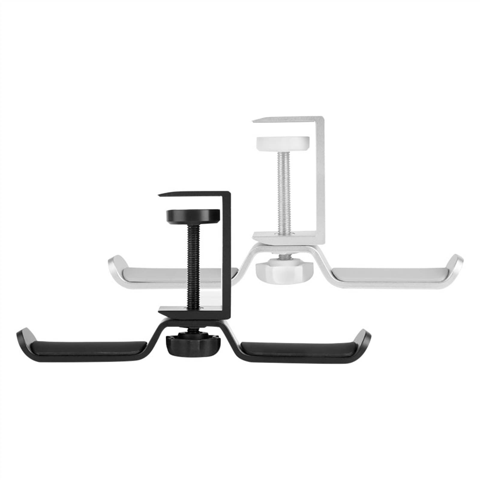 Supporto for Cuffie da Gioco for PC, Supporto for Doppio sotto la scrivania con Morsetto a Braccio Regolabile e Girevole, Organizer for Cavi Integrato(Silver)