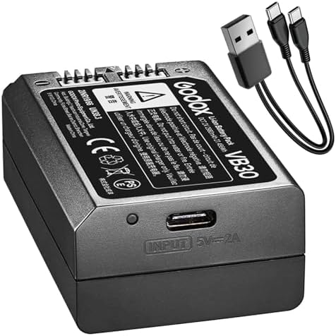 K KYUER 2-Pack Batterie VB30 PRO – 3500 MAh, 7.2V, Ricarica Type-C Per Godox V1/V100/V860III/AD100Pro, Sostituisce VB26