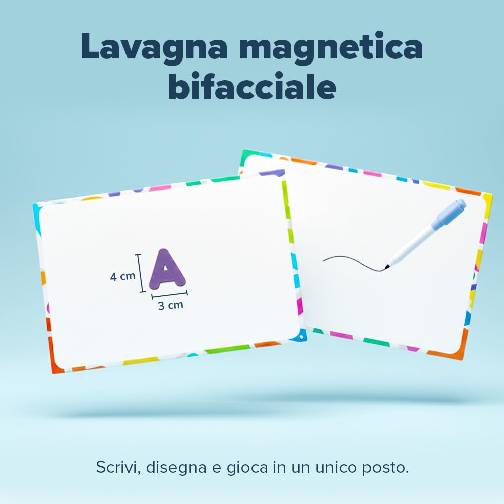 Smart Panda Set Completo di Magneti per Il Frigo con 182 Lettere e 81 Numeri e Simboli Magnetici per Bambini- Include 2 Contenitori, Lavagna Magnetica, Penne e Gomma