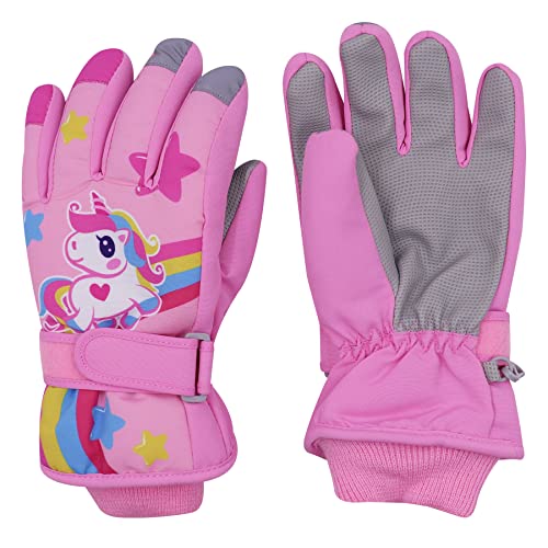 RARITYUS Kids Cute Unicorn Gloves Waterproof Winter Ski Fleece Lined Snow Glove Thermal Warm Mittens for 3-9 Boys Girls4