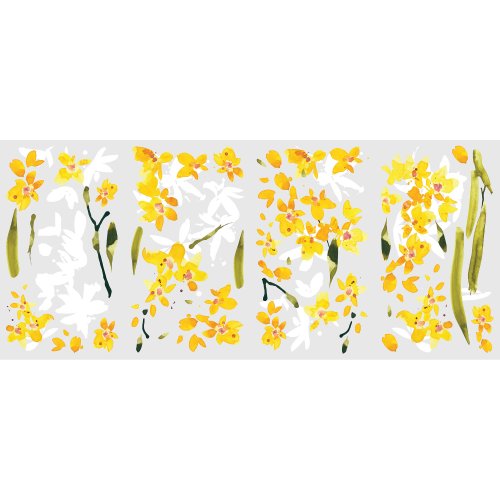 RoomMates Yellow Flower Arrangement Peel and Stick Wall Decals