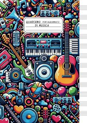 Quaderno Pentagrammato A4 di Musica: 104 Pagine Numerate con 12 Pentagrammi a Pagina - Comodo Indice Iniziale - Formato Grande A4 - Per Bambini e Ragazz