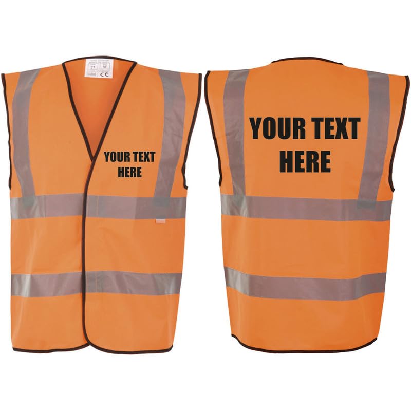 Hi Vis Vests - Personalised Hi Vis Vest Made of Durable Polyester- High Vis Vests with Reflective Vinyl Banding for Safety - Orange by Brook Hi Vis, XX Large 48-50”