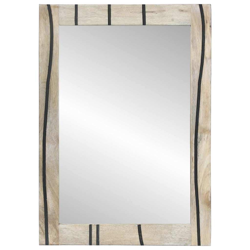KGHFDVB Rectangular Bathroom Mirror 70x50cm, Solid Mango Wood Frame with Glass Surface, Plane Mirror for Modern Bathroom Decor