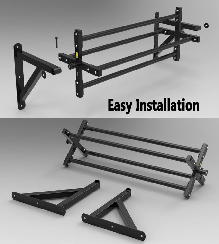 Wall Mounted Pull Up Bar, Rotating Horizontal Bar Parallel Bar Clim e, Indoor Strength Training Fitness Equipment, Max Load 300kg