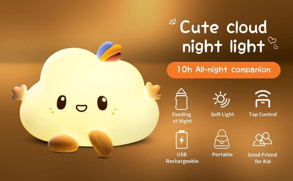 Image of GREEVA Unicorn Night Lights for Girls Bedroom, Cute Night Light for Kids, LED Rechargeable Unicorn Lamp, Unicorns Gifts for Girls Night Light, Silicone Night Light Kids Cute Stuff (Cloud lamp)