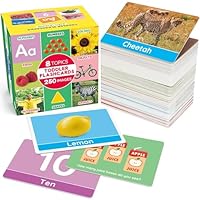 BenBen Flash Cards for Toddlers, 250 Images, Extra Thick Double-Sided Educational Flashcards, Alphabet, Number, Animal, Shape, Color, Preschool Learning Activities, Gift for Kids 1 2 3 4 Years
